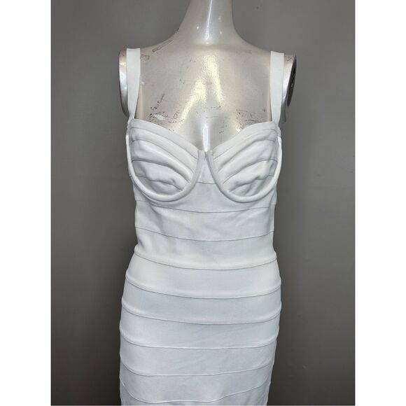 Hervé Léger Muse Sweetheart Body-Con Gown Alabaster Medium $1090 - Picture 7 of 12